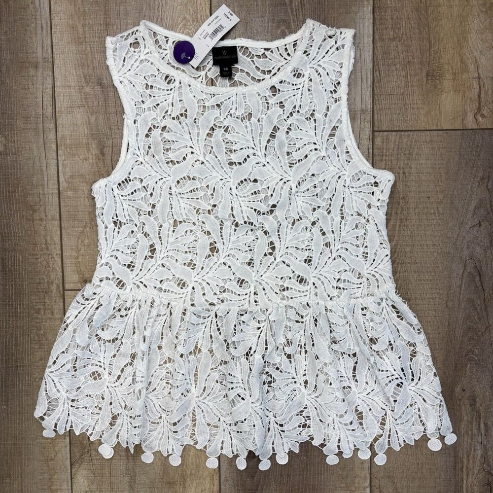 White Crochet Leaf Lace Top Size XS Boho Fairy Romantic Festival Hippie NWT